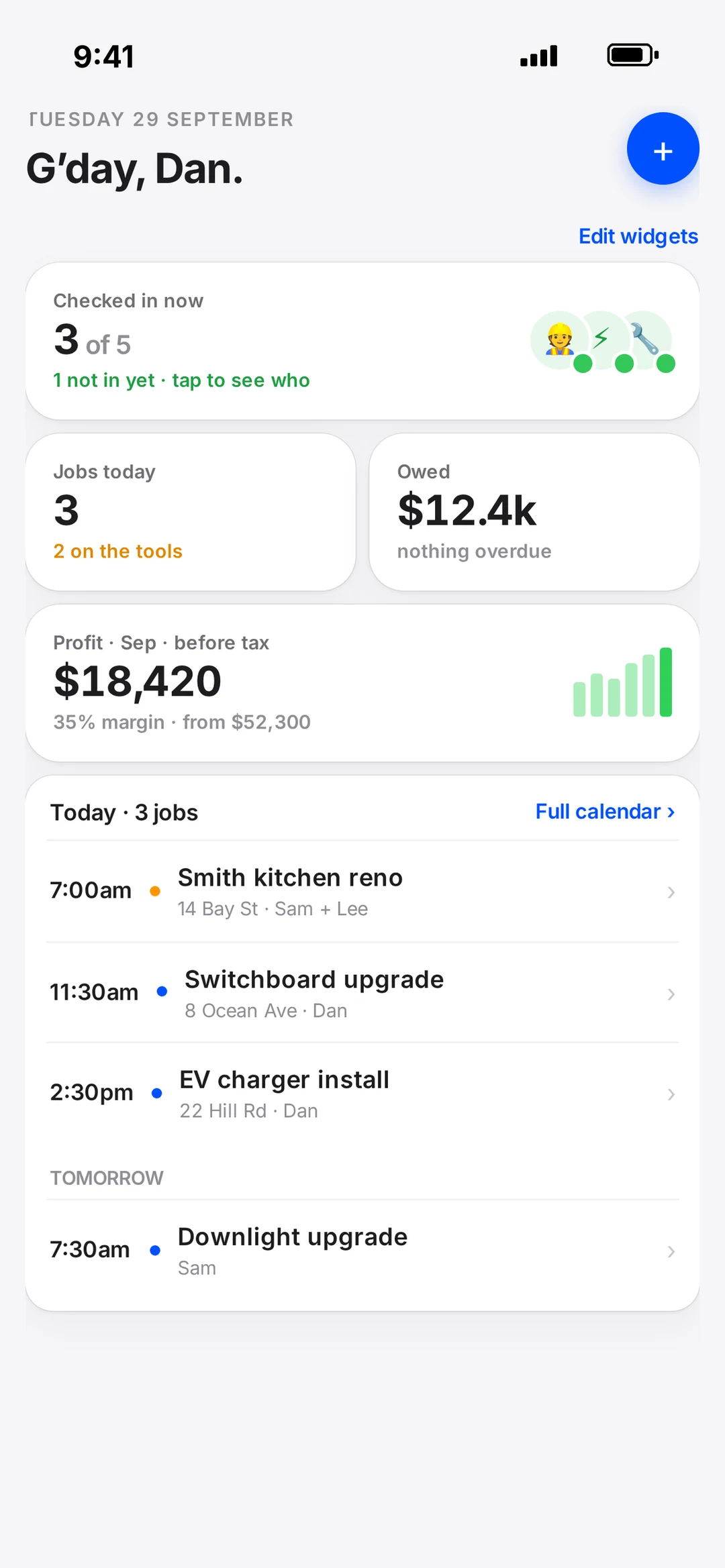 robot home screen showing a quote-accepted notification and next steps