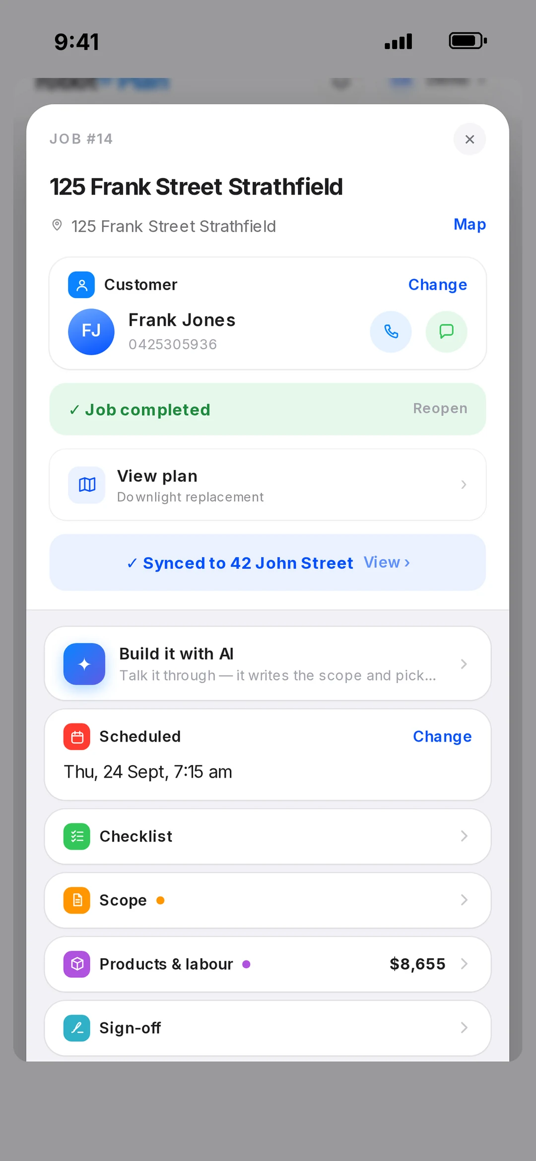 Do the job in the robot app